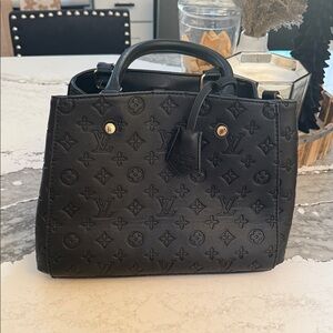 Louis Vuitton DUPE Black Embossed High Quality duplicate Purse
